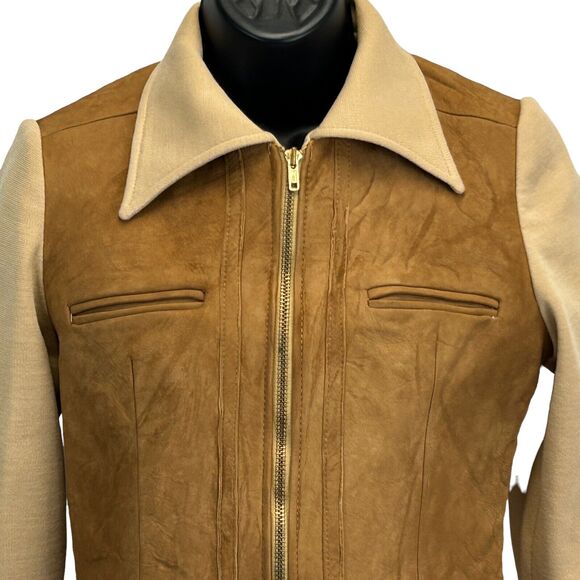 Vintage 60s Cowgirl Western Leather Blend Jacket Cowboy Brown Womens S Small - Picture 9 of 12